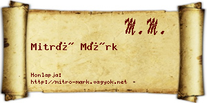 Mitró Márk névjegykártya